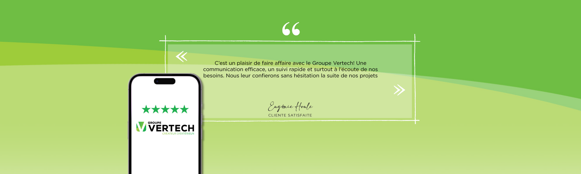 Un téléphone portable avec une citation dessus est posé sur un fond vert.
