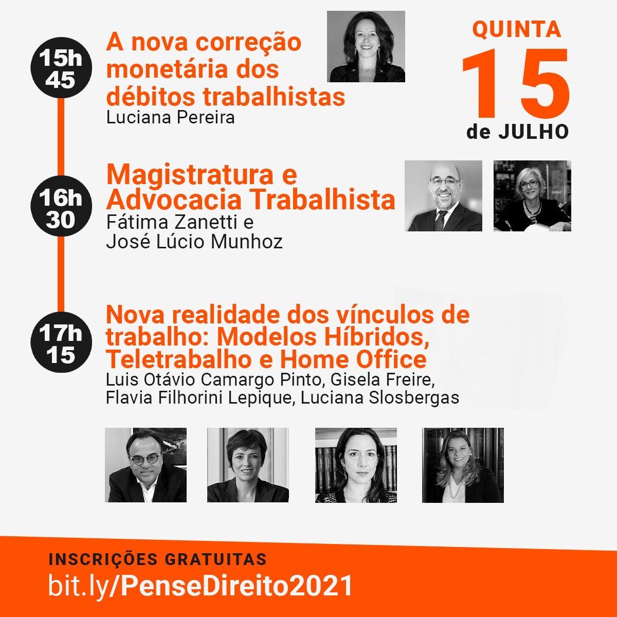 A poster for an event called quinta 15 de julho