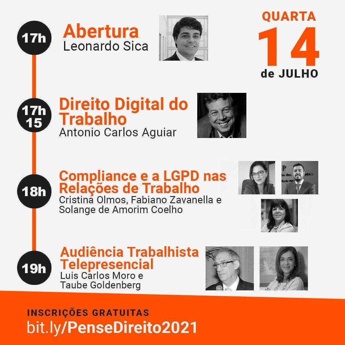A poster for an event called quarta 14 de julho