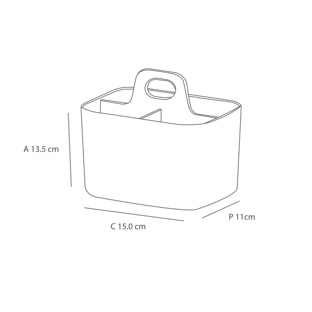 Un dibujo en blanco y negro de una cesta con medidas sobre un fondo blanco.