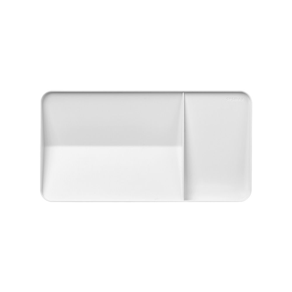 Un rectángulo blanco con un agujero en el centro sobre un fondo blanco.