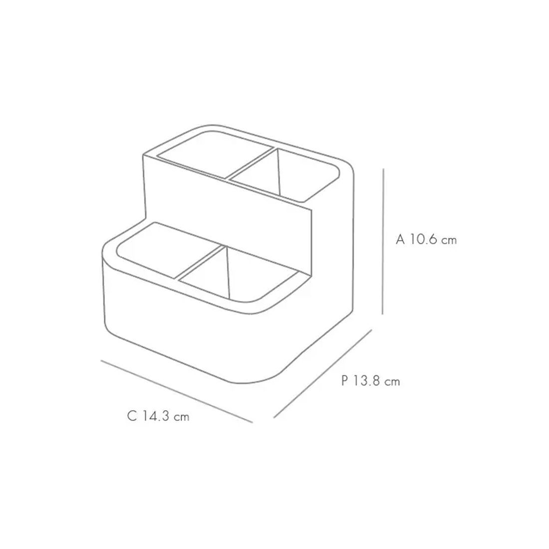 Imagen técnica del portalápices con 4 compartimentos de Litem