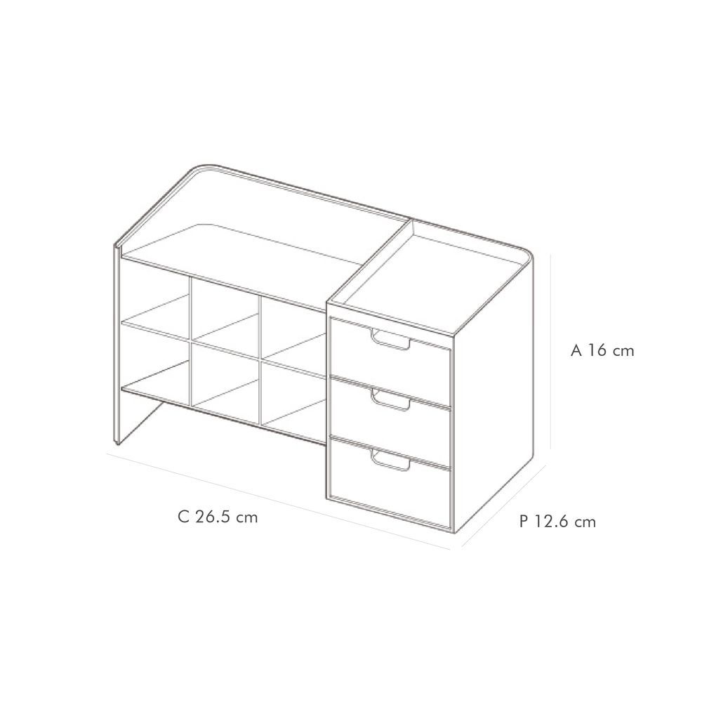 Un dibujo en blanco y negro de una cómoda con cajones y estantes.