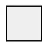 Un cuadrado blanco con un marco negro sobre un fondo blanco.