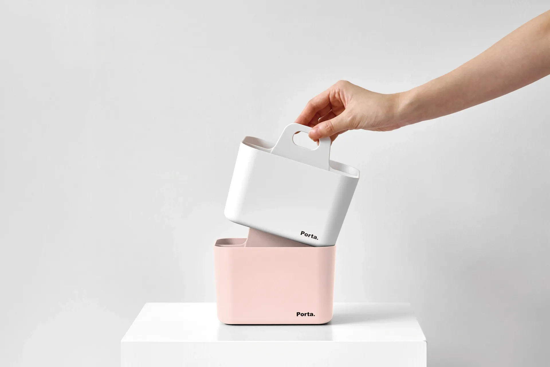 Organizadores de escritorio minis, rosa y blanco de Litem