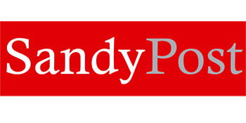 The sandy post logo is red and white on a white background.