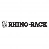 The logo for rhino rack is black and white with a rhino on it.