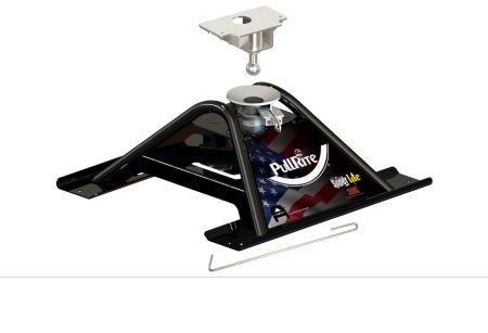 A picture of a trailer hitch on a white background.
