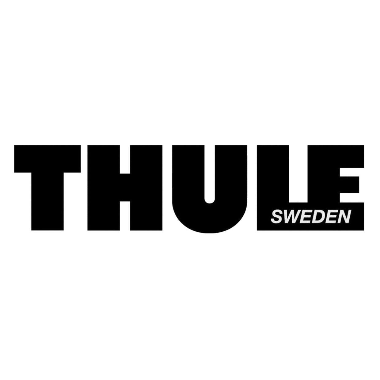 A black and white logo for thule sweden on a white background.