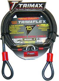 A trimax cable with a padlock on it