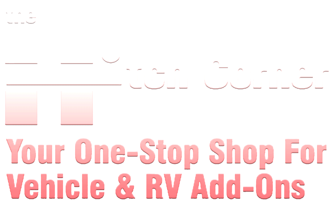 A logo for the hitch corner your one stop shop for vehicle and rv add-ons