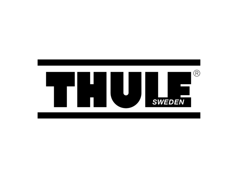 A black and white logo for thule sweden on a white background.