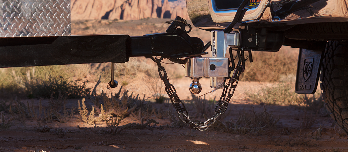 A close up of a trailer with chains attached Littleton Colorado Common Trailer Hitch Safety Issues