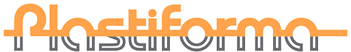 Logotipo Plastiform em laranja e cinza com o texto estilizado &ldquo;Plastiform&rdquo;.