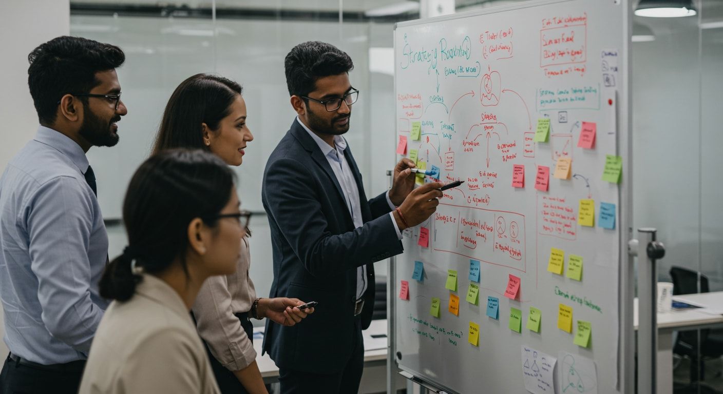 Business professionals working together to create an effective roadmap for payment optimization