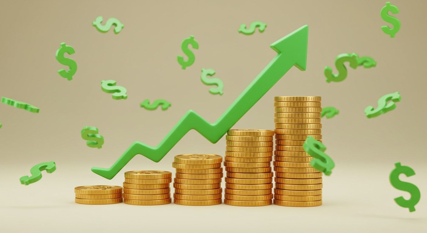 A rising graph showing greater savings from payment optimization 