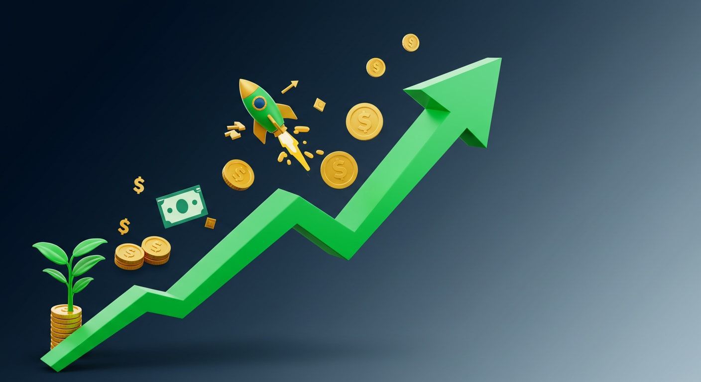 Growth chart with startup symbols and financial icons, representing the importance of payment optimization