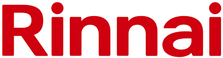 The word rinnai is written in red on a white background.