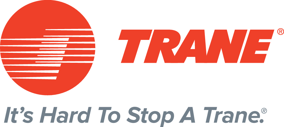 Trane logo with It's Hard To Stop A Trane slogan