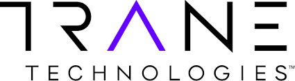 The logo for trane technologies is purple and black.