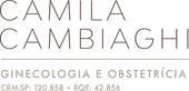 Um logotipo de camila cambiaghi é mostrado em um fundo branco.