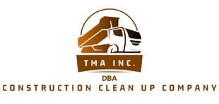 A logo for a construction clean up company