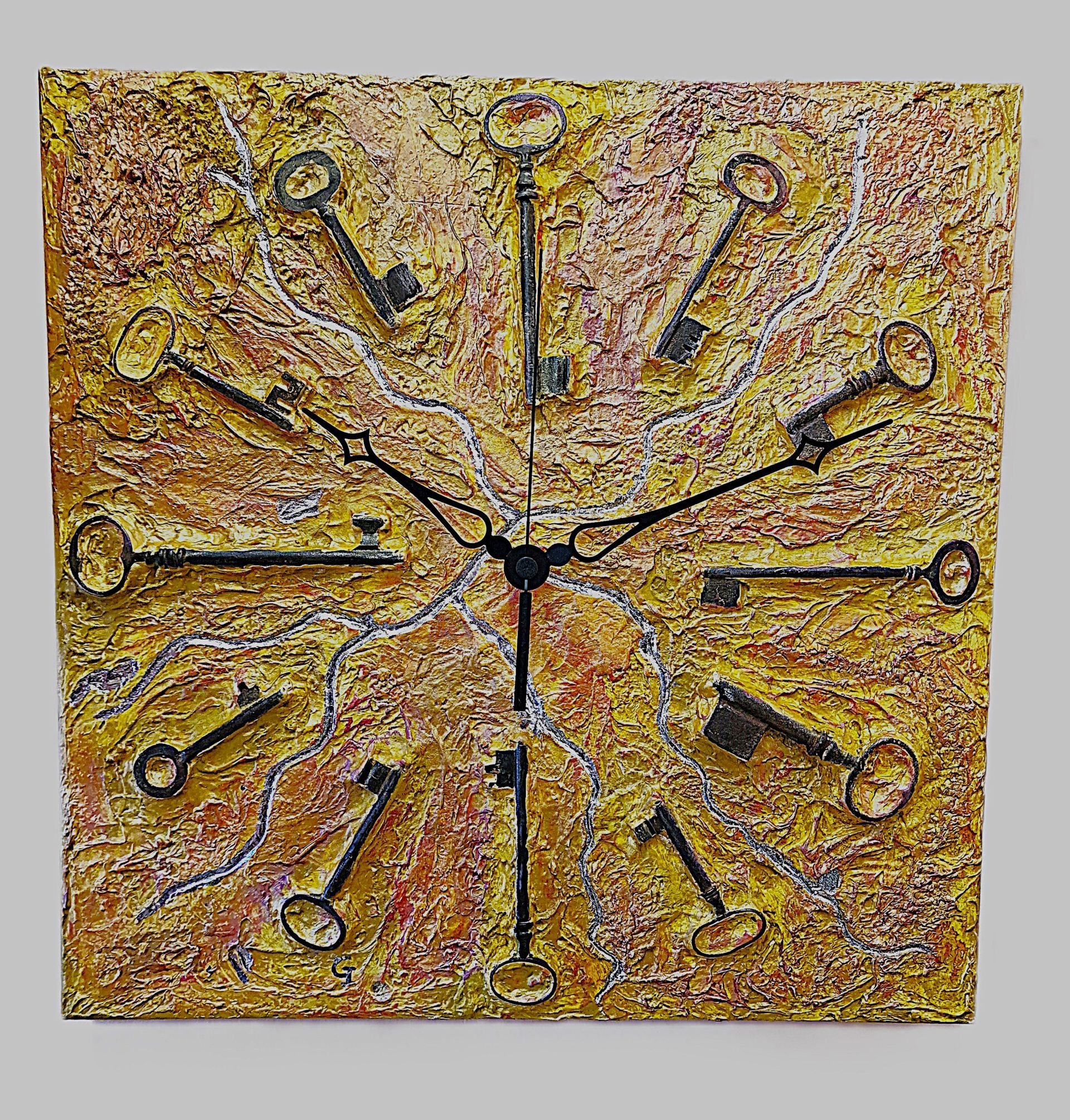 Un orologio con i tasti e le lancette sui numeri da 1 a 12