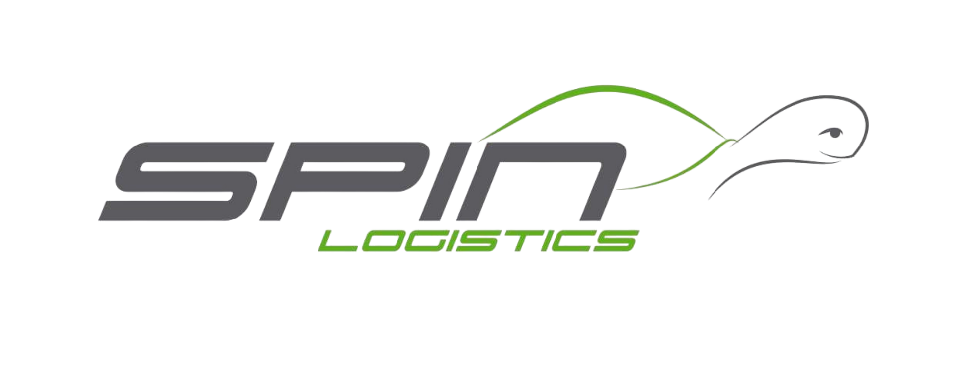 A logo for spin logistics with a turtle on it. 