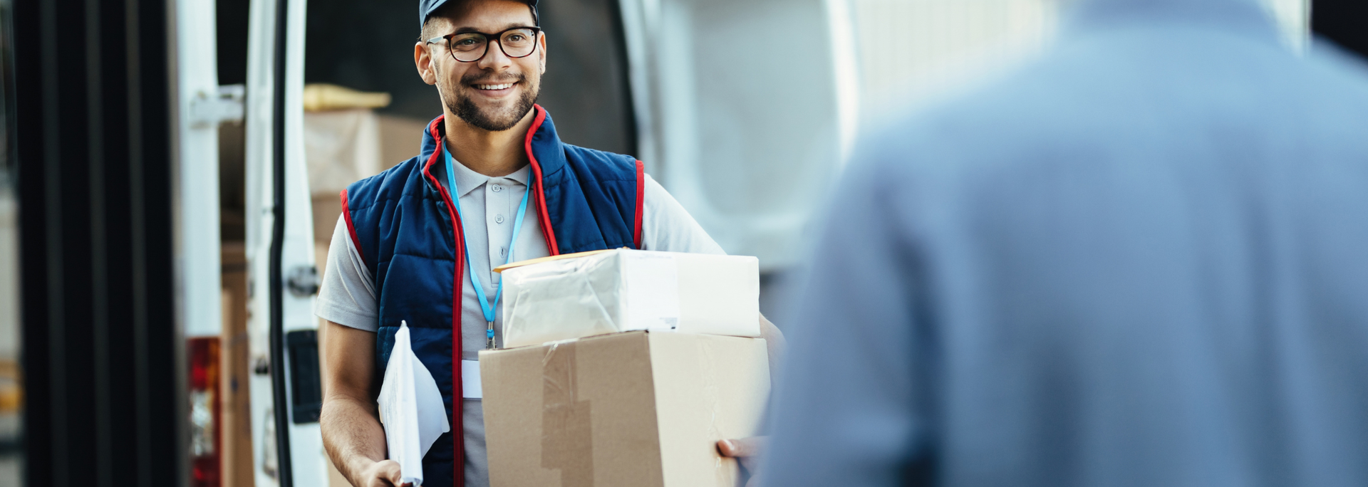 Picture of someone delivering a parcel. Picture of someone delivering a parcel.