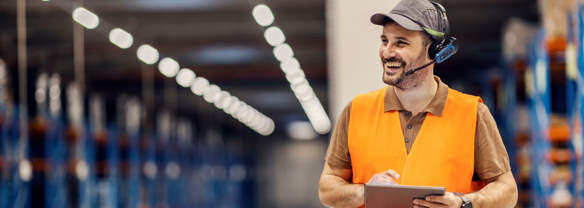 Picture of a worker in a warehouse. 