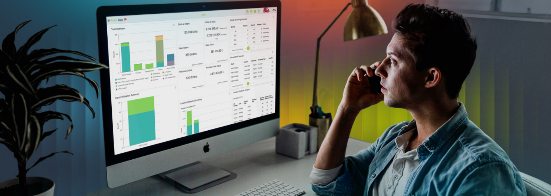 Picture of someone using Minster software in an office. 