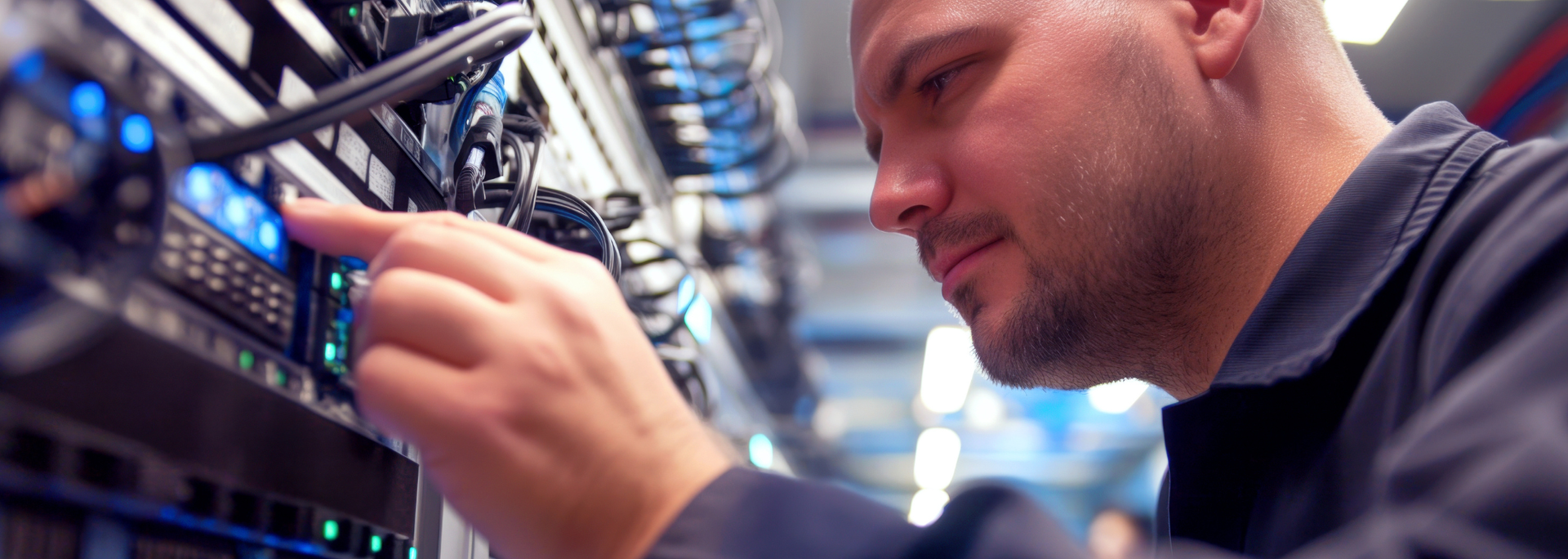 Picture of someone maintaining servers. 