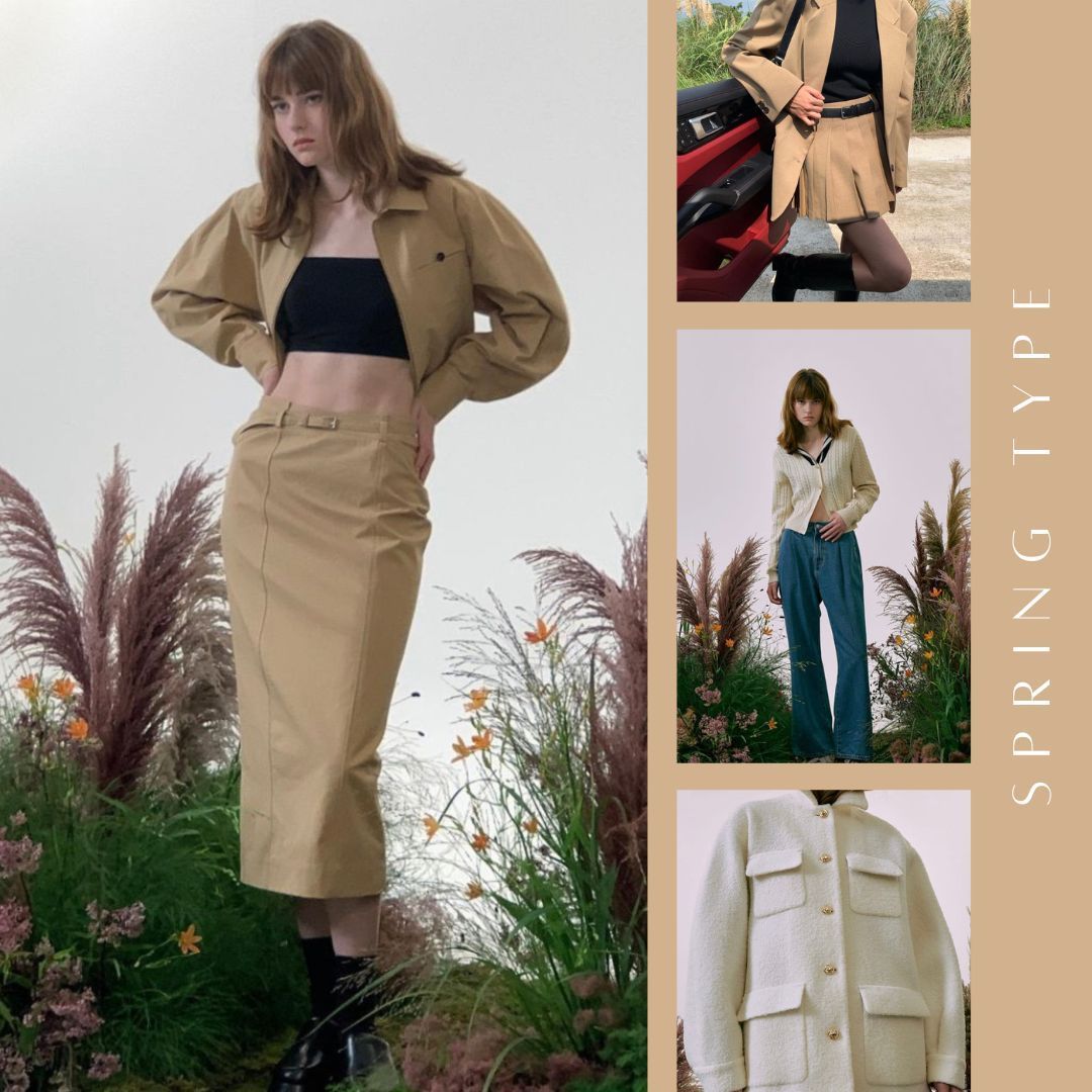 一個穿著裙子和夾克的女人被鮮花包圍