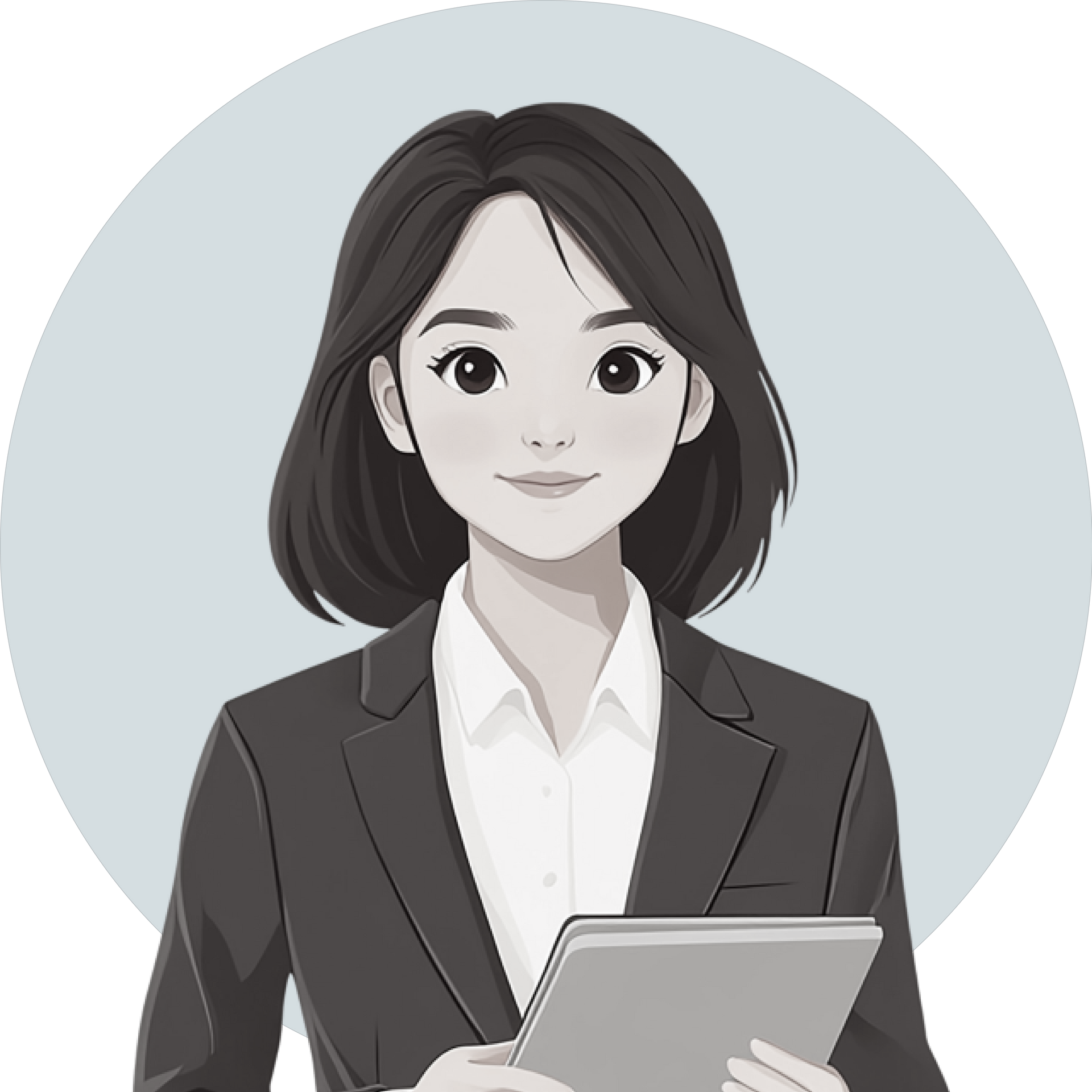 黑白照片中,一名身穿白色夾克的女子微笑著。