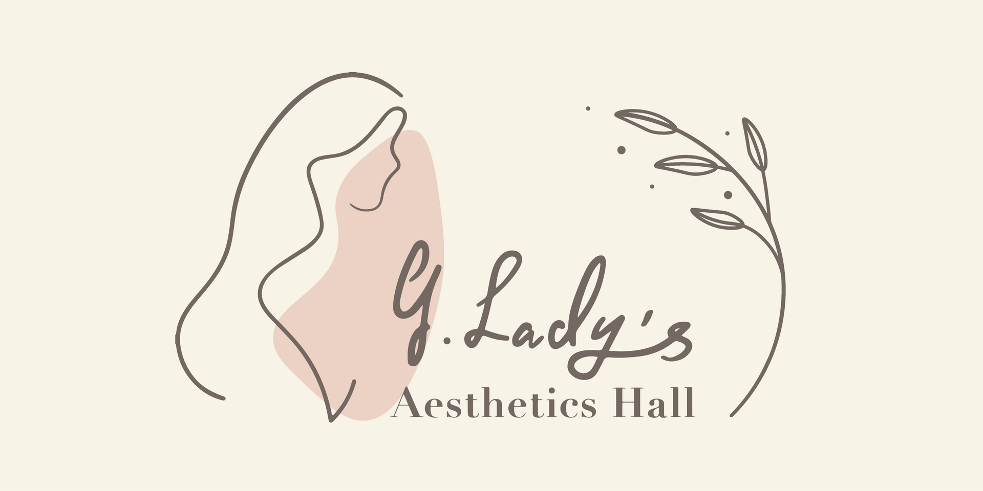 G 的標誌。女士美學館，畫著一個女人和一株植物。