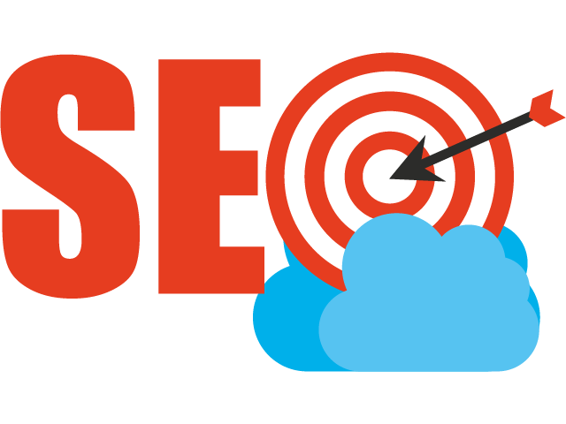 帶有指向它的箭頭和單字 seo 的目標