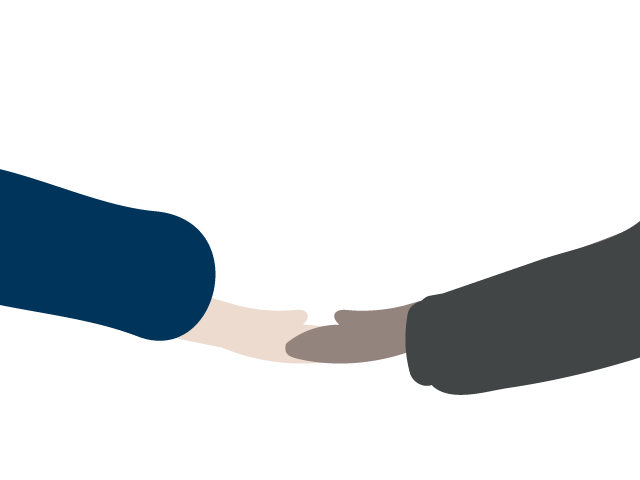 兩個人在白色背景上握手。