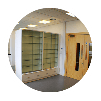 glass door storage