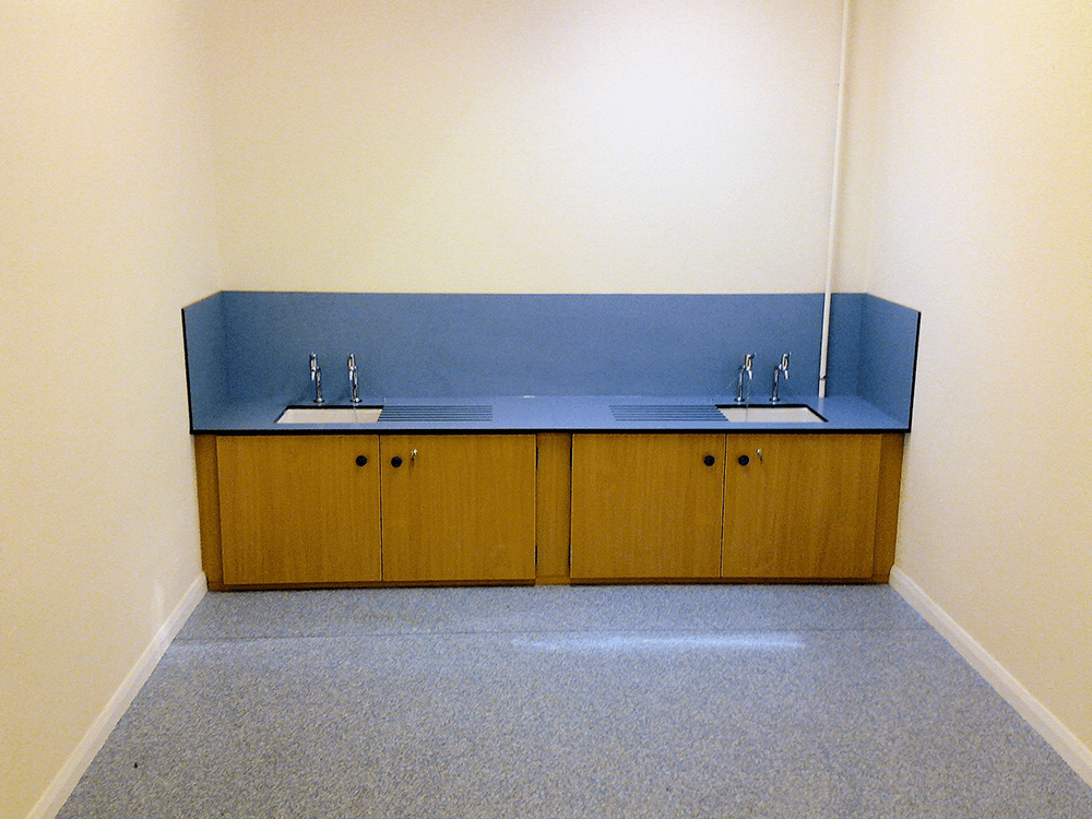 blue unit with sink