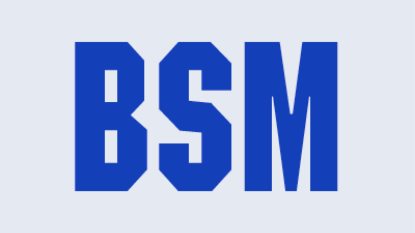 The letters BSM in a bold, forest green, slab-serif font on a white background.