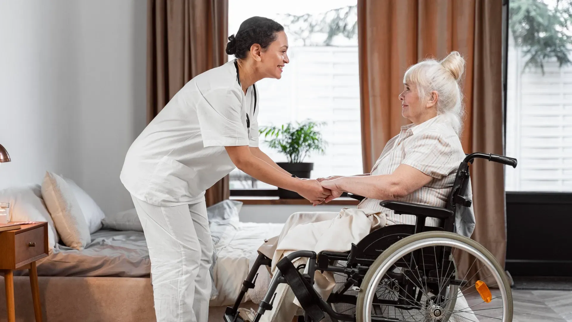 senior woman in wheel chair