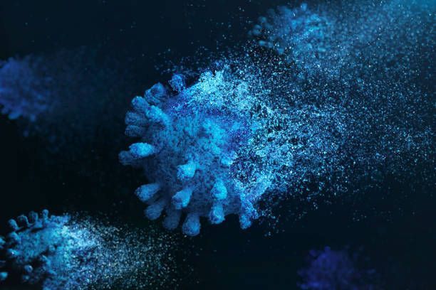 A computer generated image of a virus in the water.