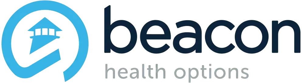 The logo for beacon health options has a house in the middle of it.
