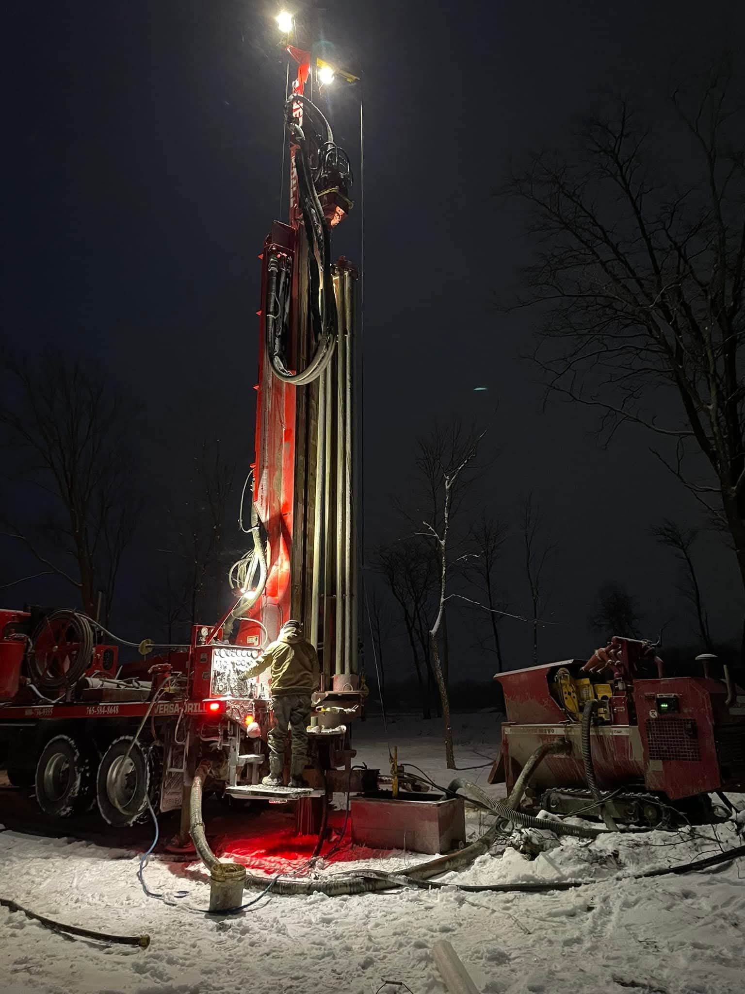 A close up of a drill bit in the ground - Union City, IN - Wiley Well Drilling