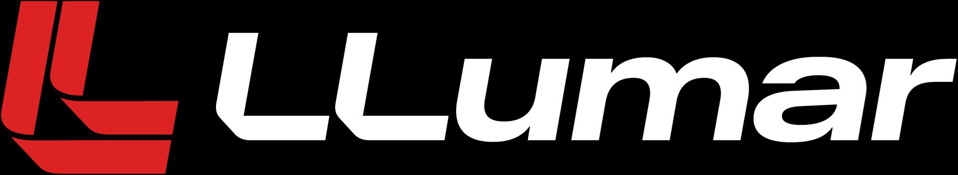 Llumar logo with a red sunburst and text: