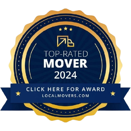 A seal that says top rated mover 2024 click here for award