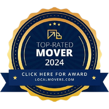 A seal that says top rated mover 2024 click here for award