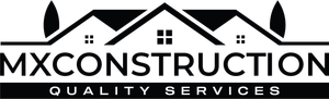 MX Construction logo featuring a house silhouette and the text "MXCONSTRUCTION QUALITY SERVICES".