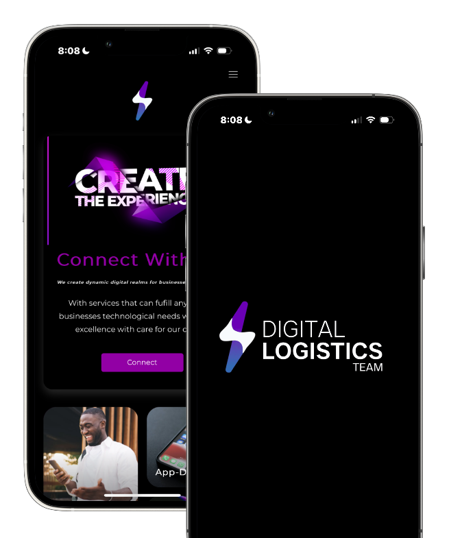 Two phones with the digital logistics team app on them.