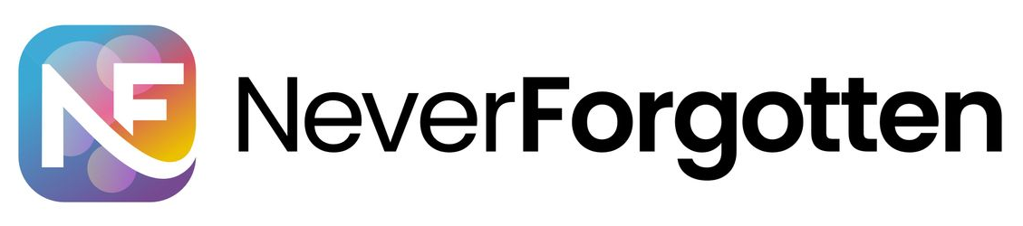 Logo for NeverForgotten, featuring stylized